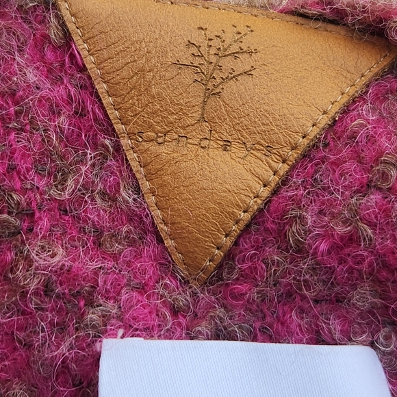 SUNDAYS Poncho Sweater One Size Pink Brown Draped Alpaca Luxury Made Peru - Picture 8 of 11